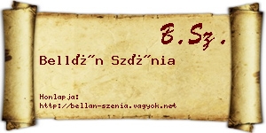 Bellán Szénia névjegykártya